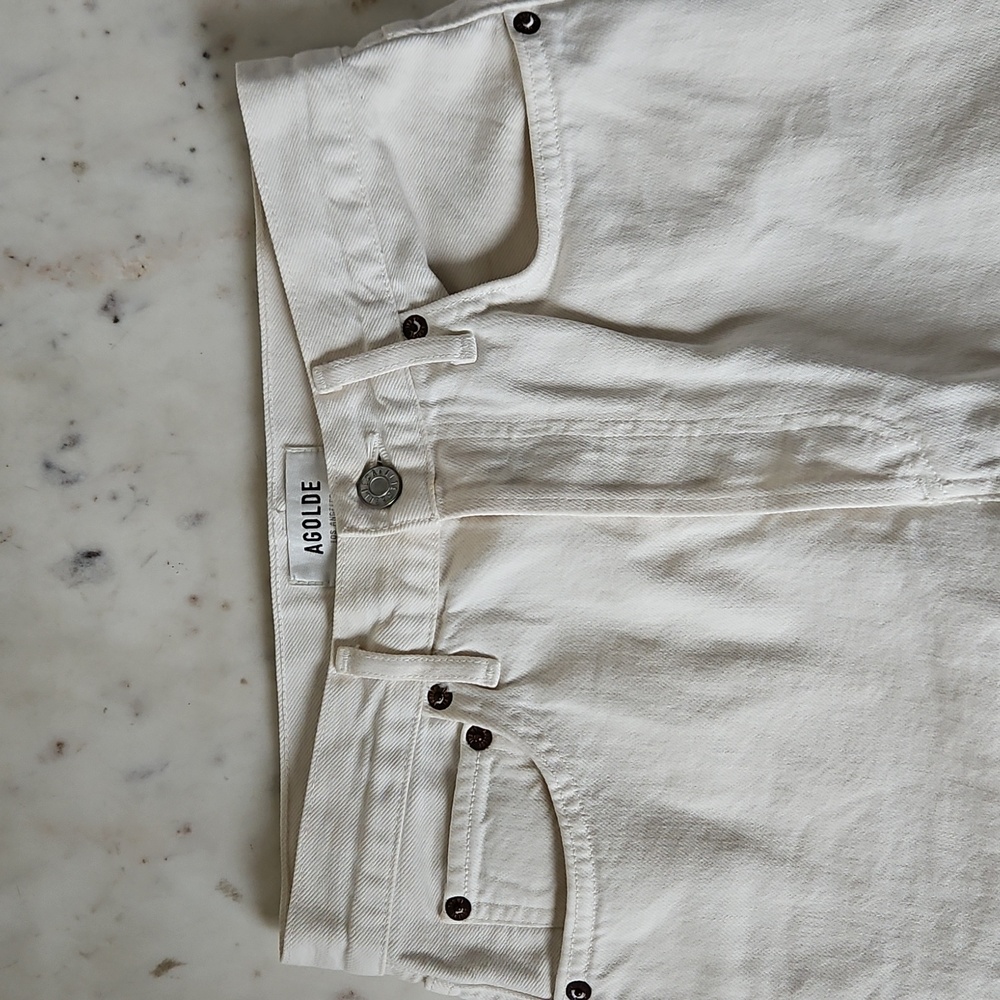 AGOLDE High Rise Straight Jeans in White - Picture 5 of 8